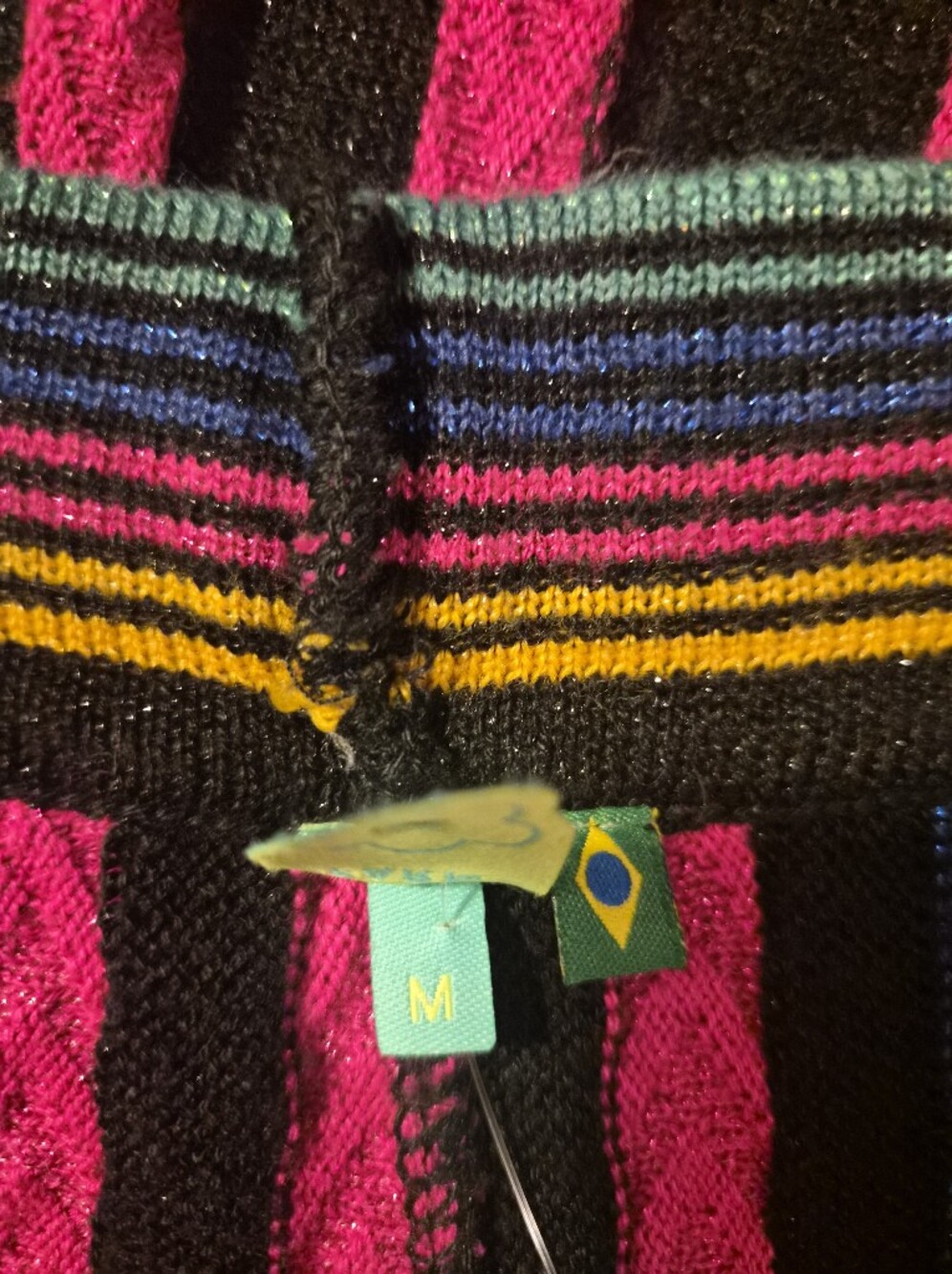 RARE Farm Rio Knit Wide-Leg Knit Pants with Pink & Teal Stripes Medium - Picture 7 of 8